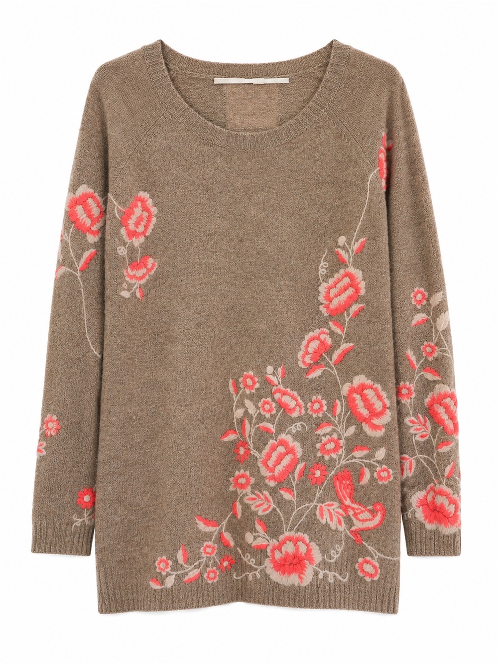 Anthropologie Sleeping on Snow Ranunculus Embroidered Wool Blend Sweater Tunic - Picture 2 of 6